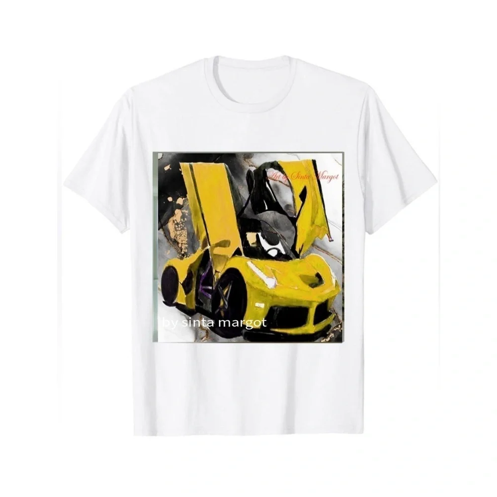 Digital print of a watercolor of a Ferrari I did NWT of my own yellow and black